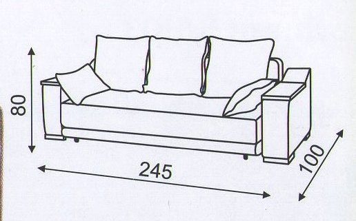 Схема размеров дивана "Амур"