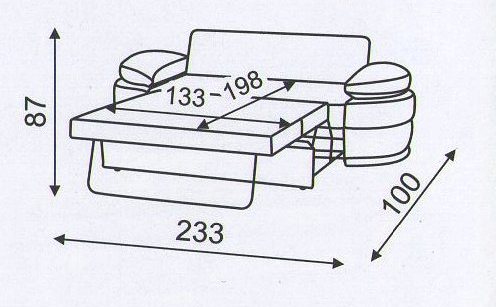 Схема разложенного   дивана "Калейдоскоп"