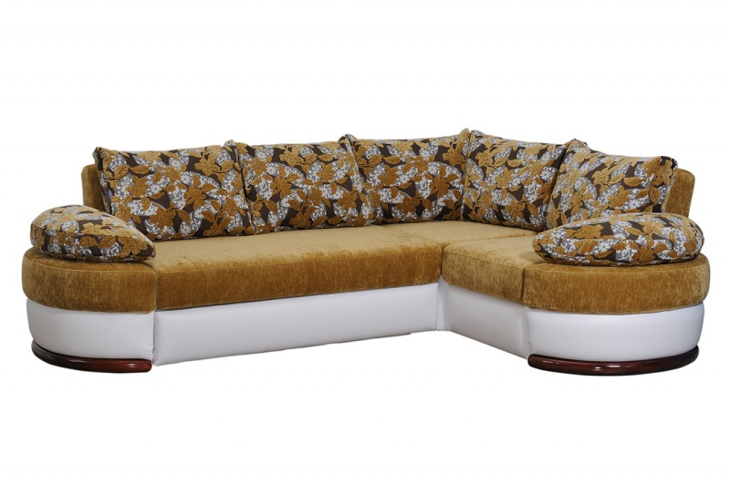 Угловой диван "КАЛЕЙДОСКОП" в шиниле с отделкой кожзамом